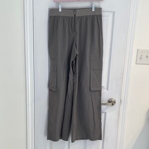 Women's Gray Cargo Windbreaker Pants with flare; Size Large